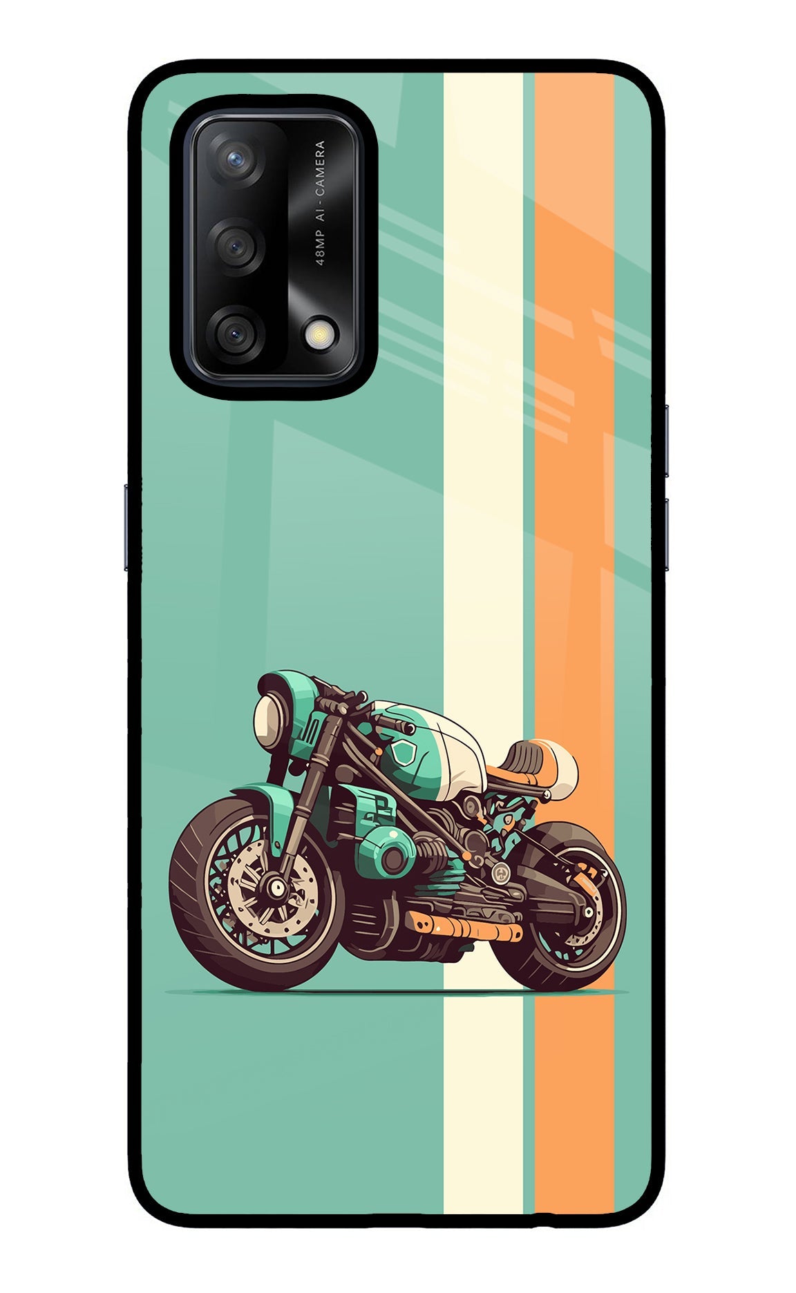 Striped Moto Drift Oppo F19/F19s Glass Case