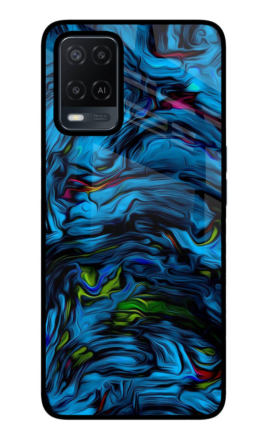 Dark Blue Abstract Oppo A54 Glass Case