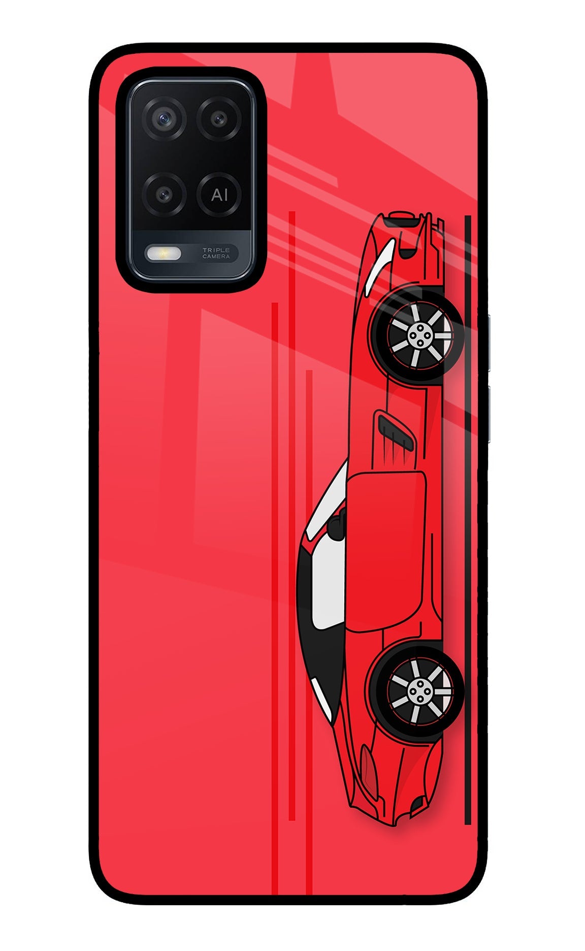 Red Velocity Oppo A54 Glass Case
