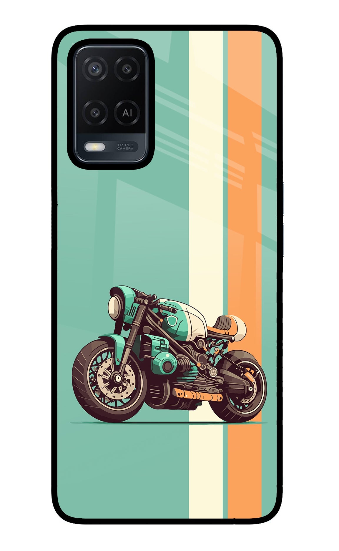 Striped Moto Drift Oppo A54 Glass Case