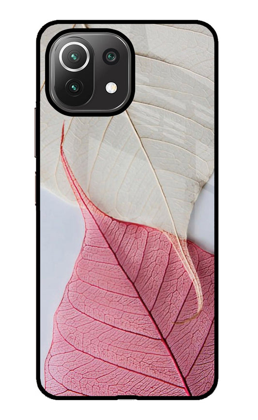 White Pink Leaf Mi 11 Lite Back Cover