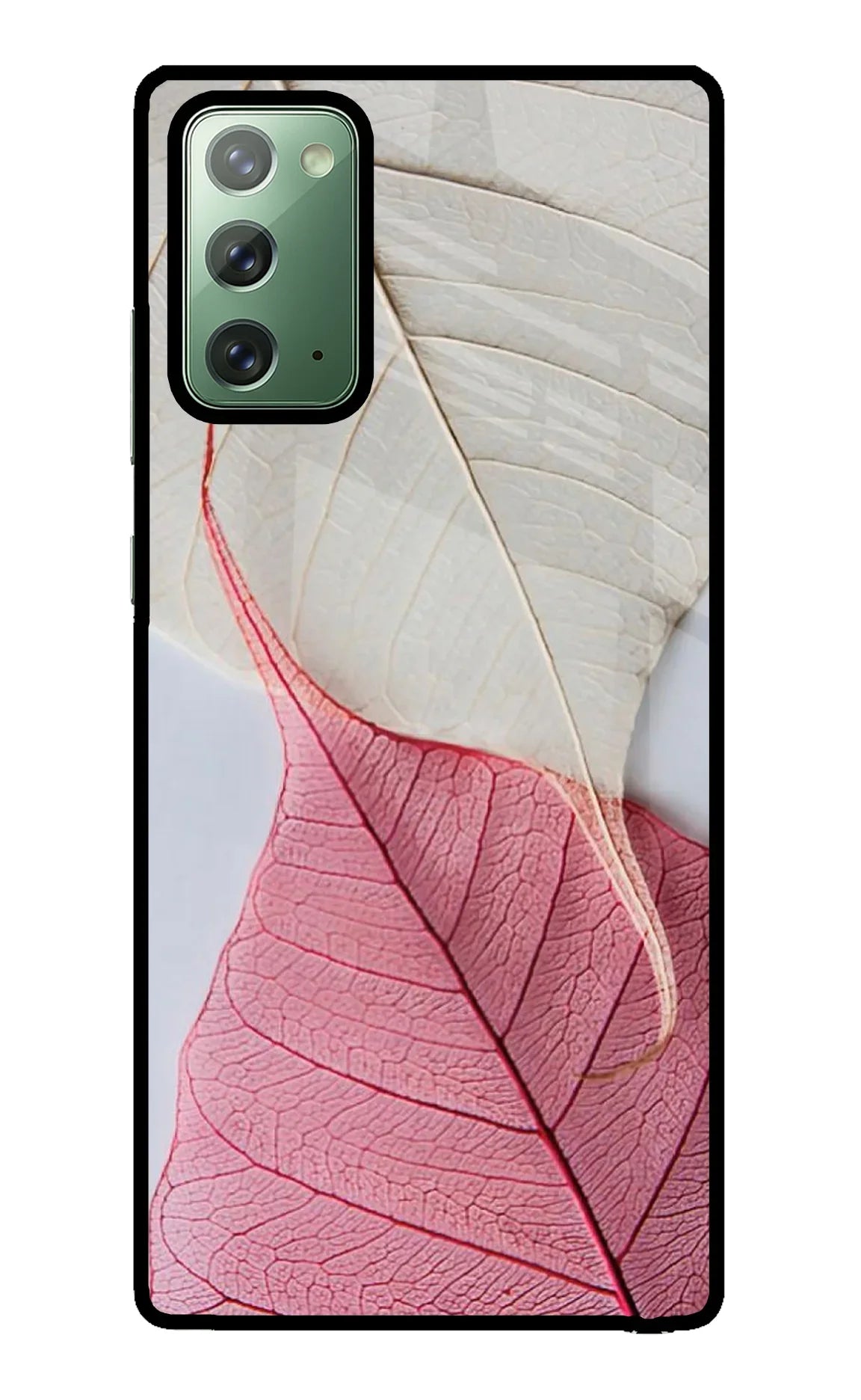 White Pink Leaf Samsung Note 20 Back Cover