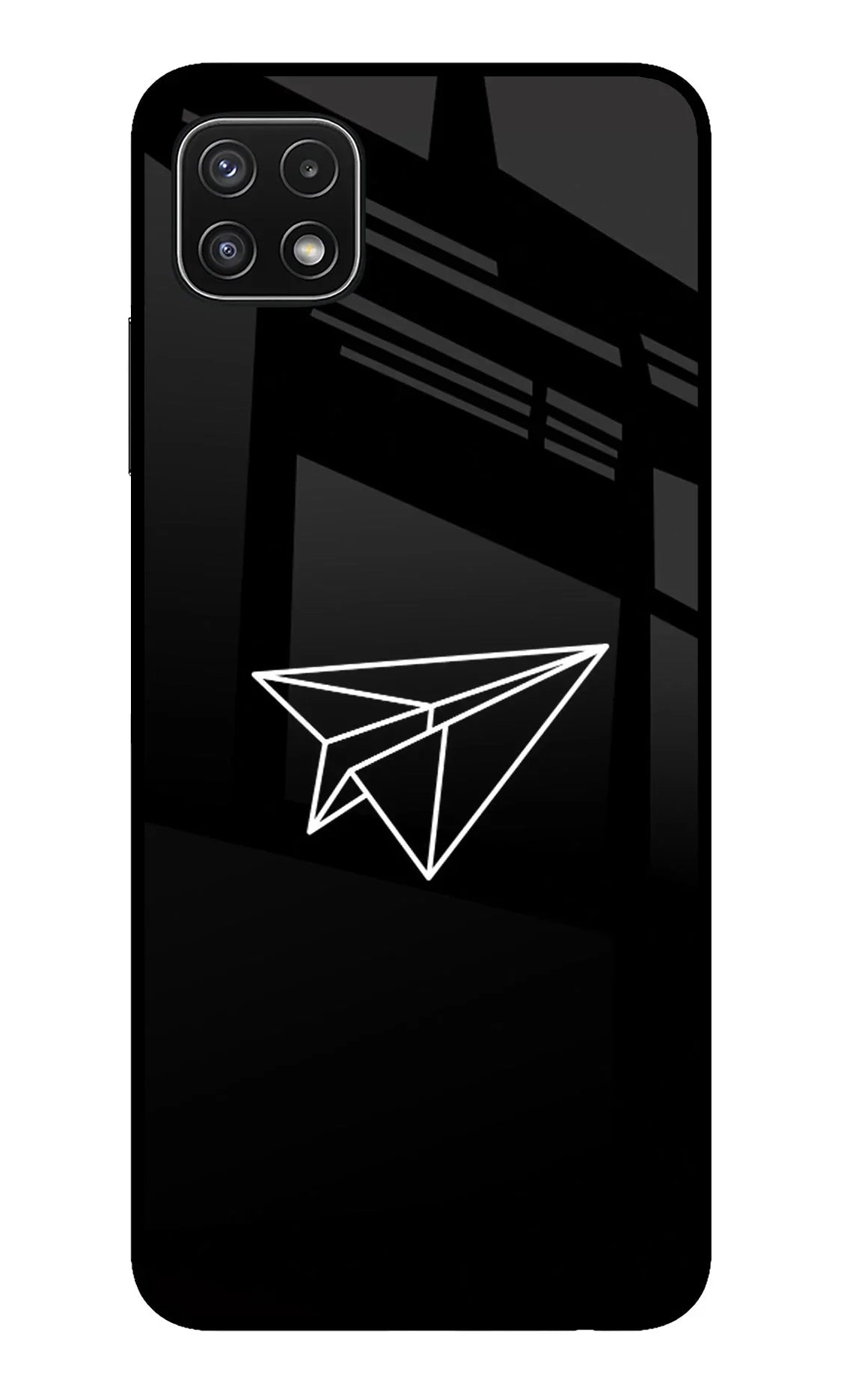 Paper Plane White Samsung A22 5G Glass Case