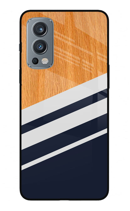 Blue and white wooden OnePlus Nord 2 5G Back Cover