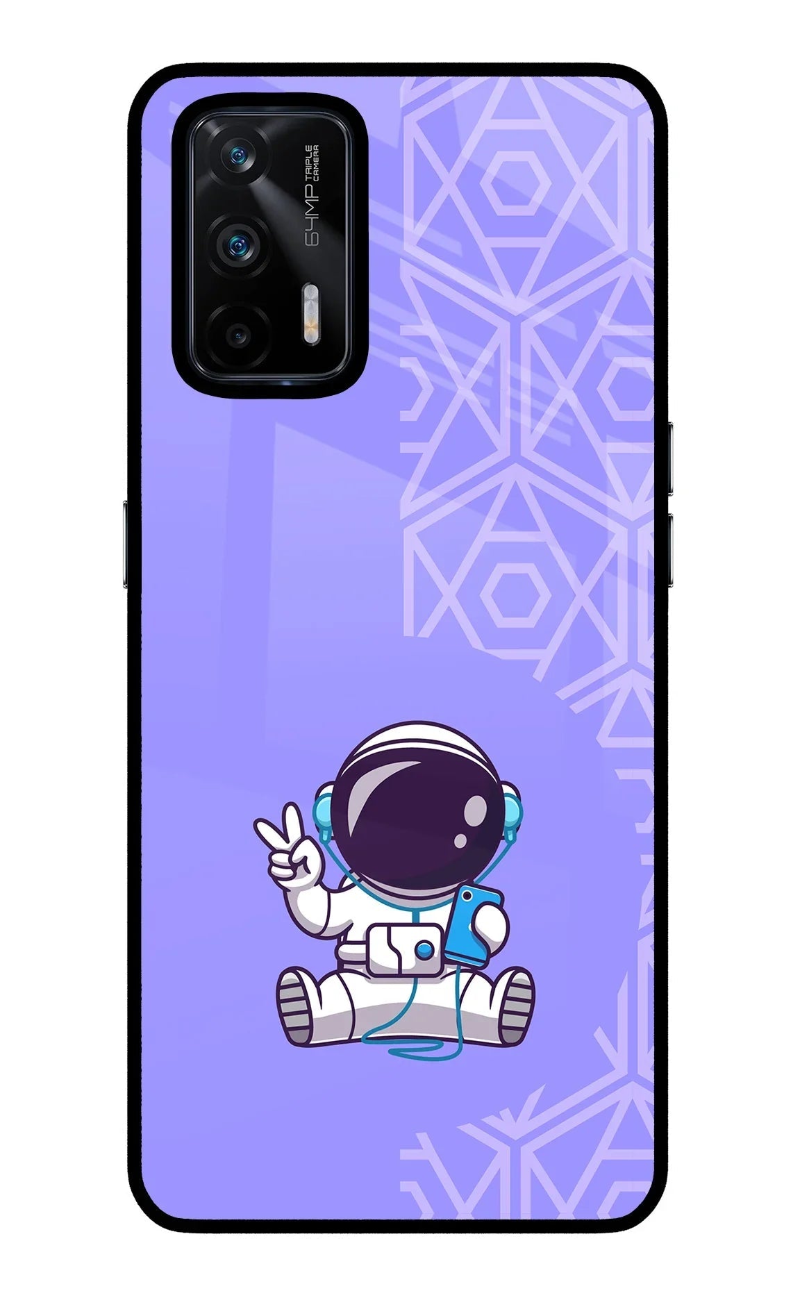 Cute Astronaut Chilling Realme X7 Max Glass Case