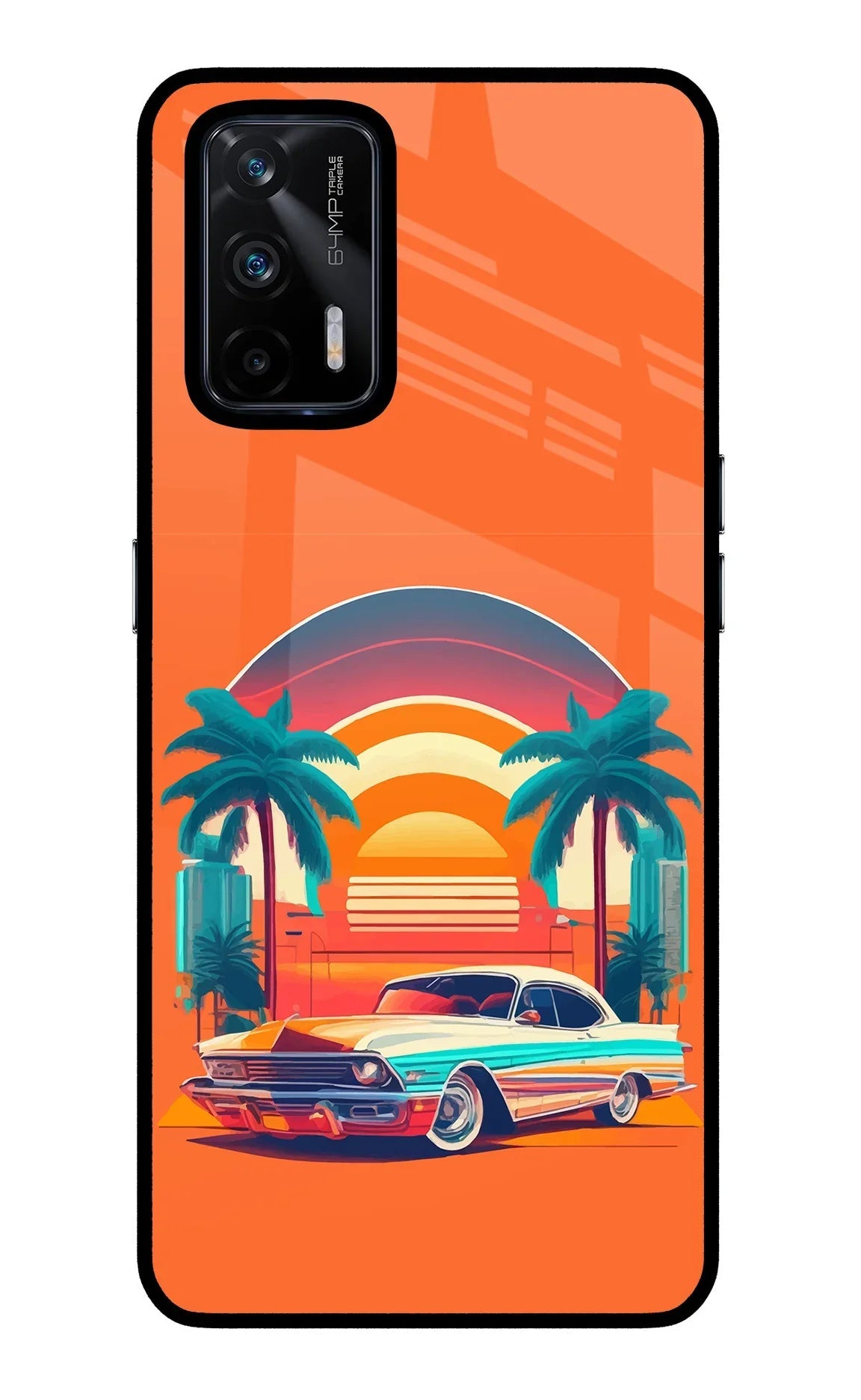 Palm Drive 80s Realme X7 Max Glass Case