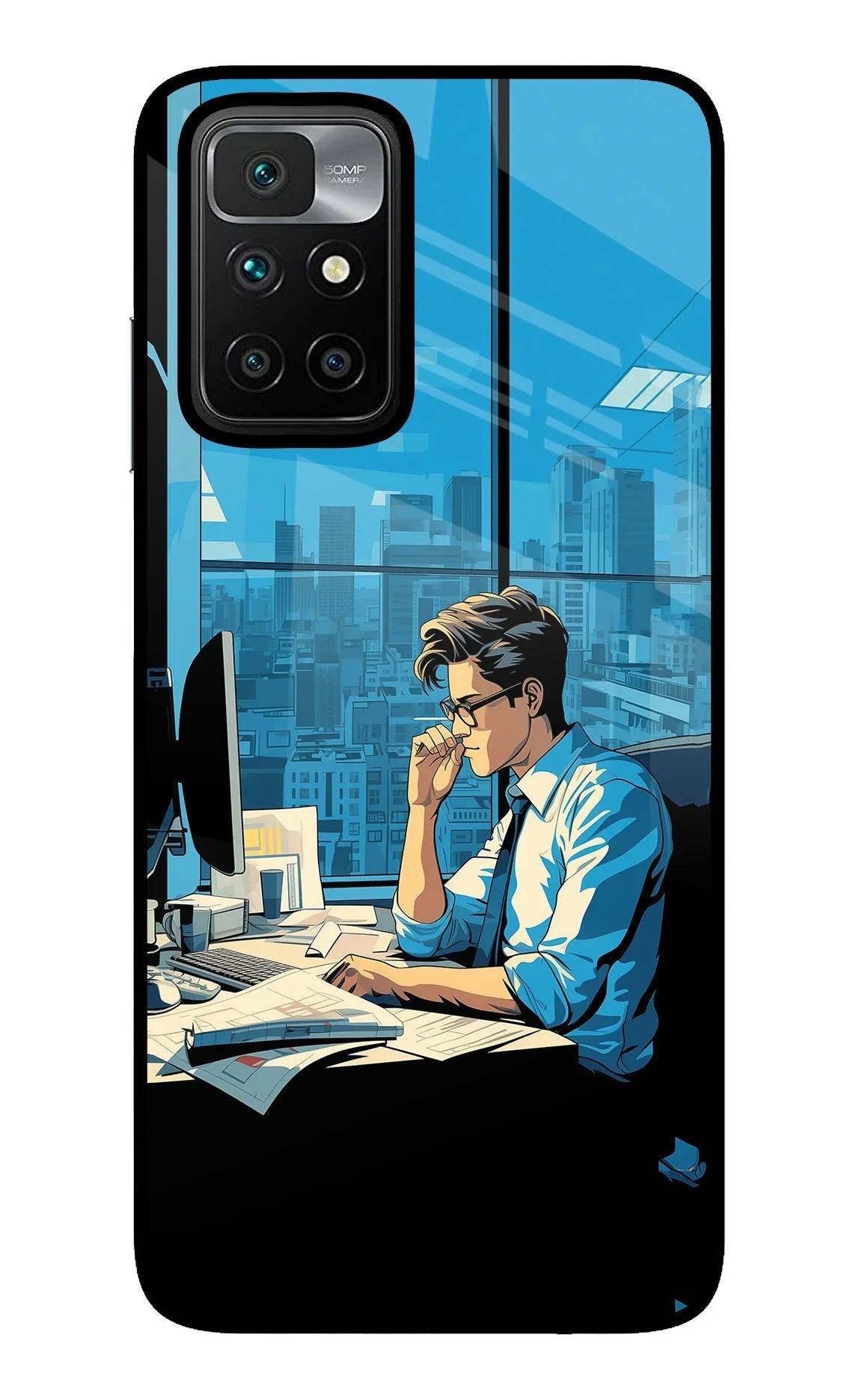 Focused Hustler (AI Generated) Redmi 10 Prime Glass Case
