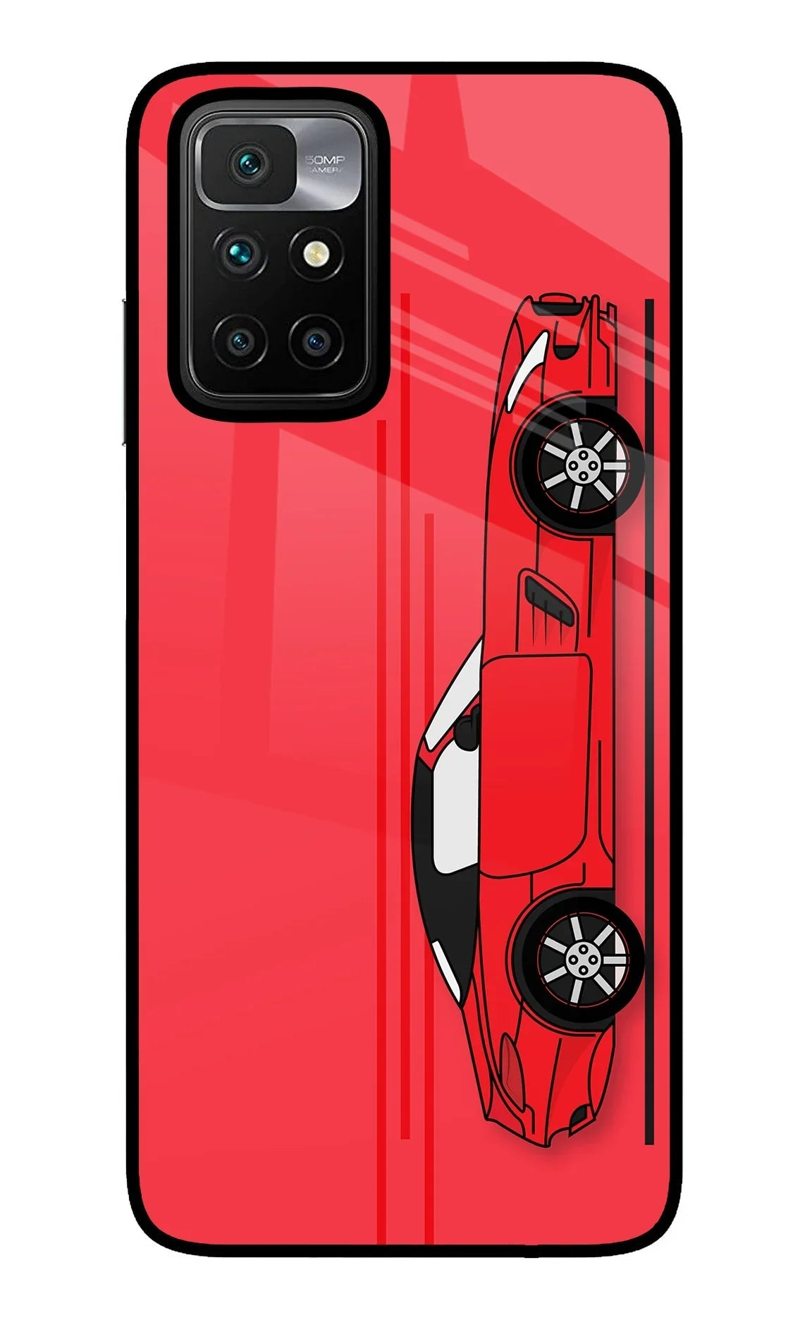 Red Velocity Redmi 10 Prime Glass Case