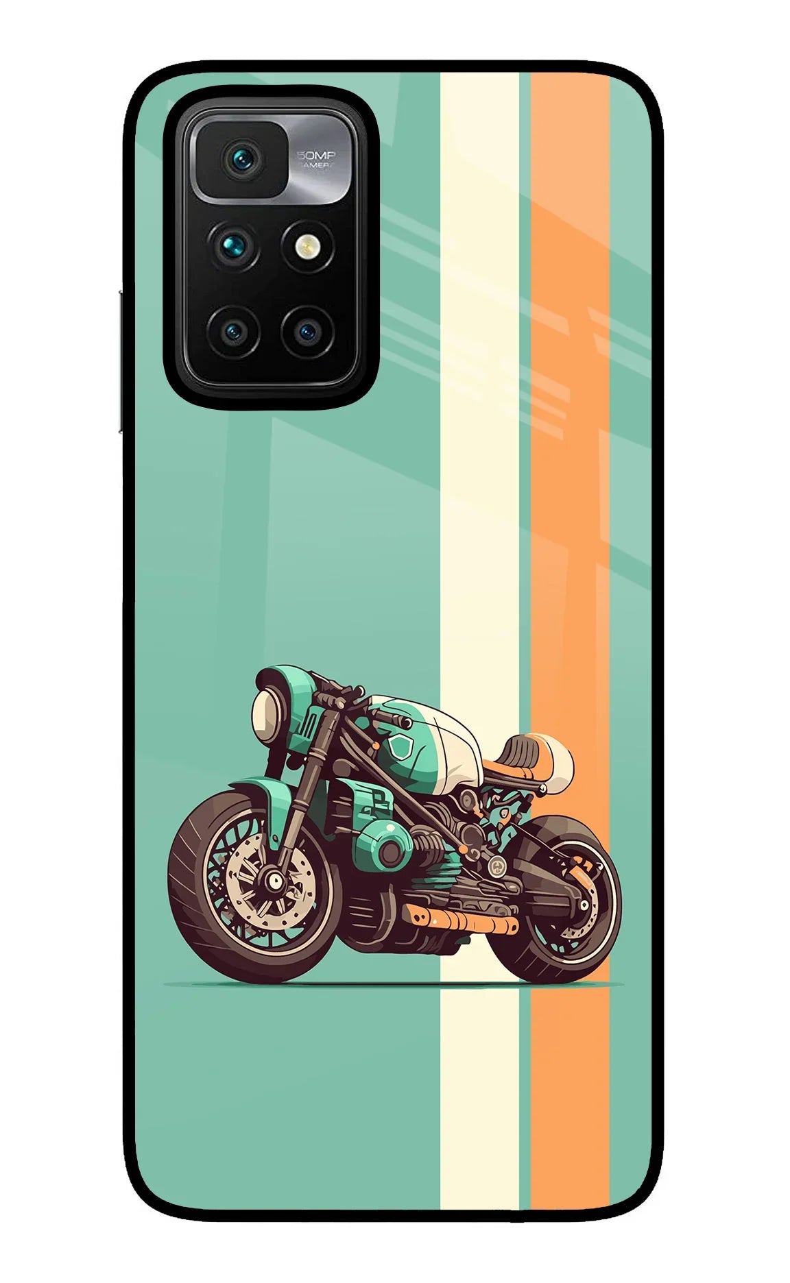 Striped Moto Drift Redmi 10 Prime Glass Case