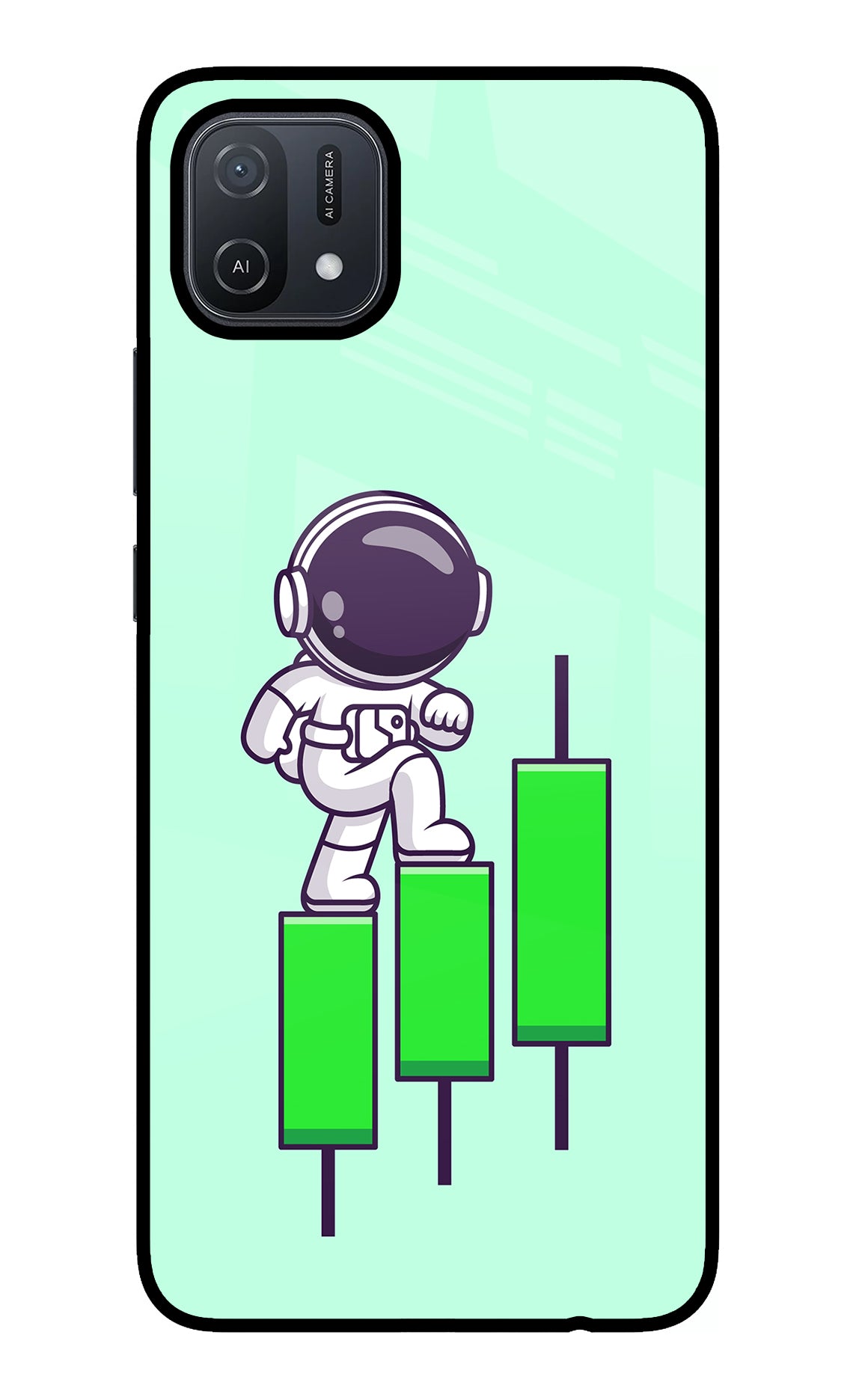 Astronaut Trader Oppo A16 Glass Case