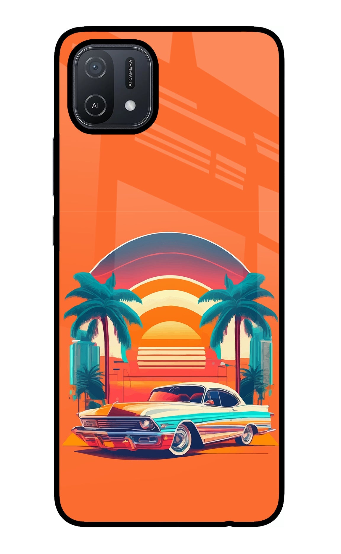 Palm Drive 80s Oppo A16 Glass Case