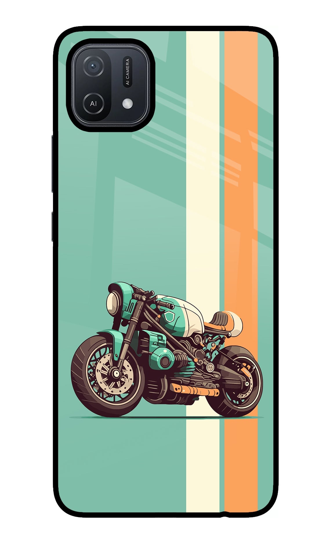 Striped Moto Drift Oppo A16 Glass Case