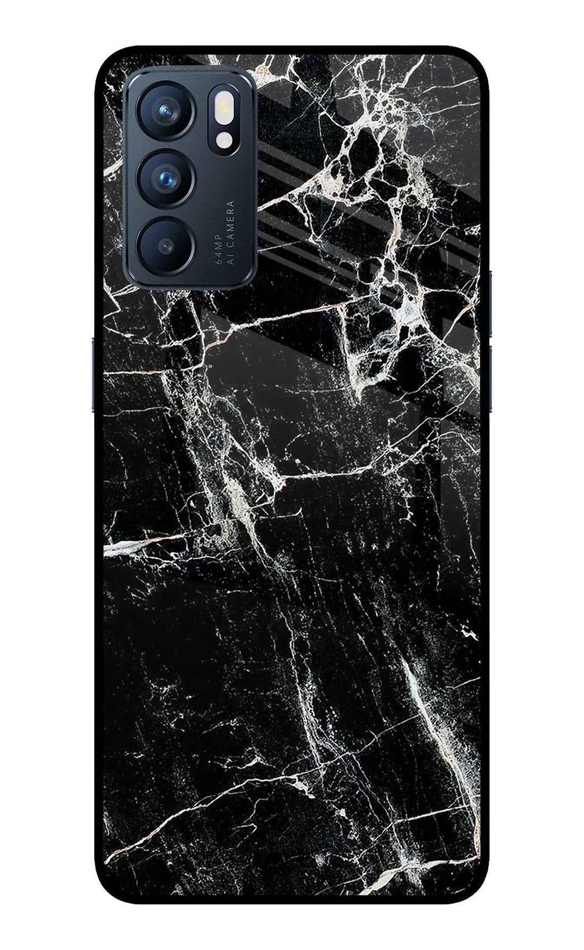 Black Marble Texture Oppo Reno6 5G Back Cover