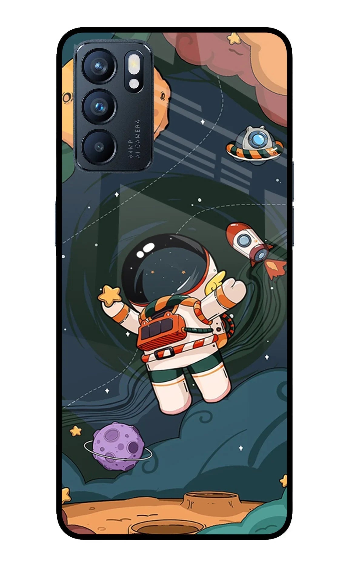 Cartoon Astronaut Oppo Reno6 5G Back Cover