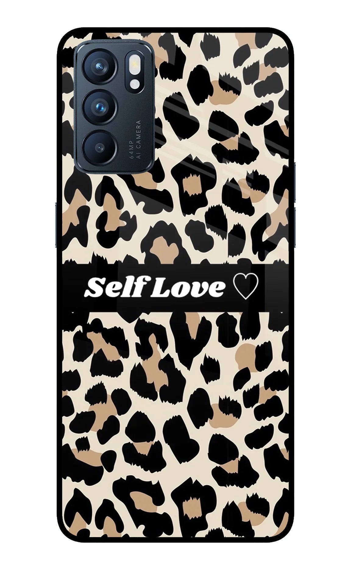 Leopard Print Self Love Oppo Reno6 5G Glass Case