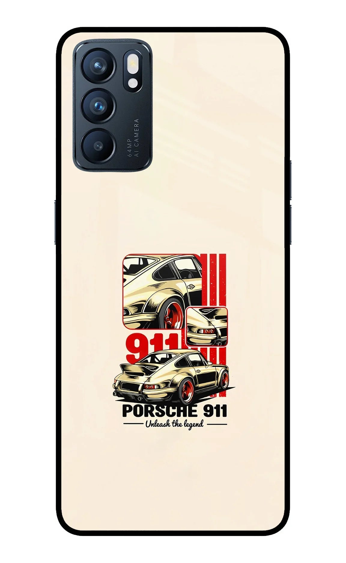 Classic Porsche 911 Oppo Reno6 5G Glass Case