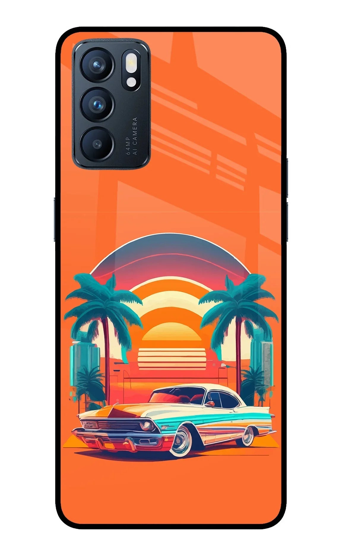 Palm Drive 80s Oppo Reno6 5G Glass Case