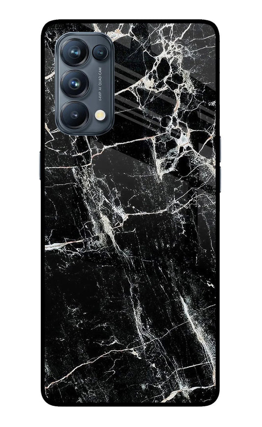 Black Marble Texture Oppo Reno5 Pro 5G Glass Case