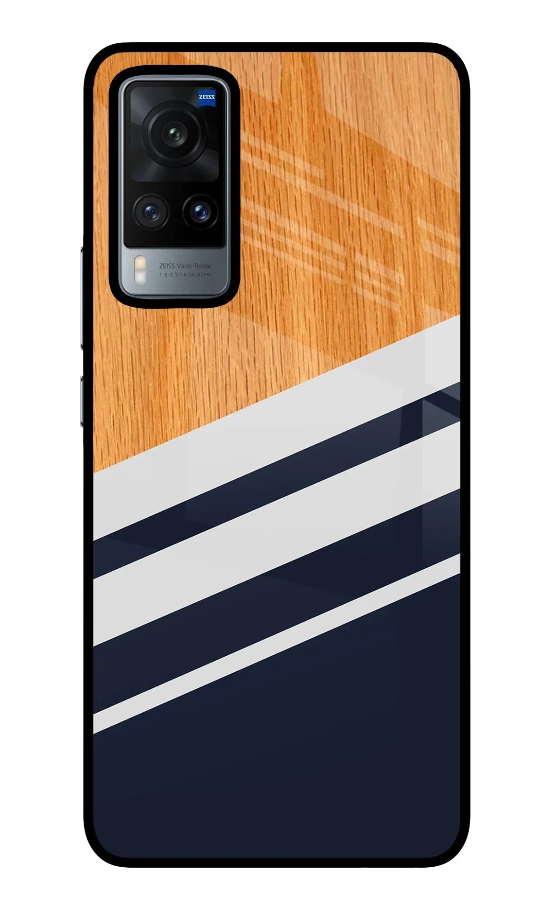 Blue and white wooden Vivo X60 Back Cover