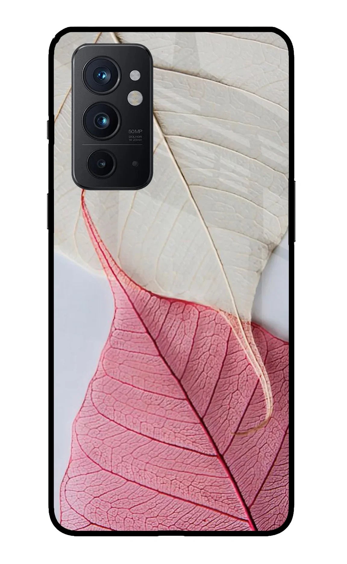 White Pink Leaf Oneplus 9RT Back Cover