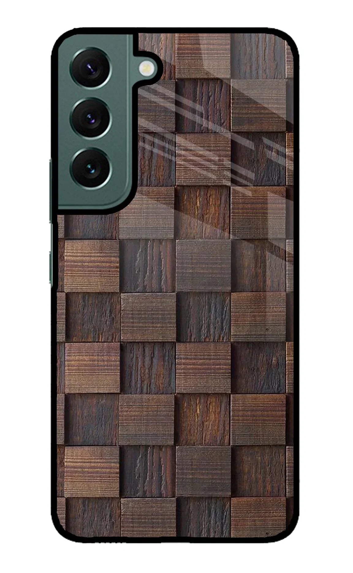 Wooden Cube Design Samsung S22 Glass Case