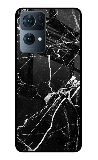 Black Marble Pattern Oppo Reno7 Pro 5G Back Cover