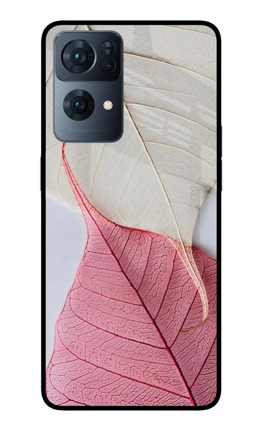 White Pink Leaf Oppo Reno7 Pro 5G Back Cover