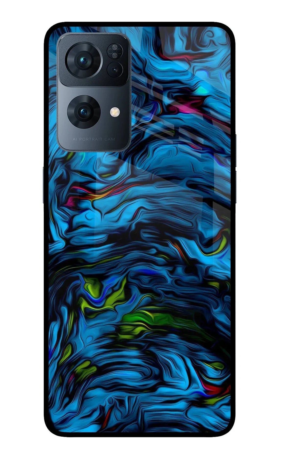 Dark Blue Abstract Oppo Reno7 Pro 5G Glass Case