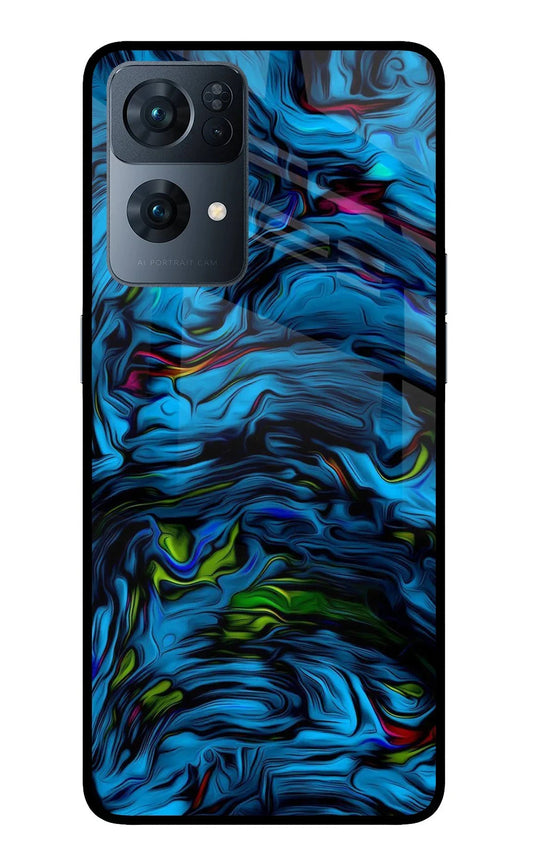 Dark Blue Abstract Oppo Reno7 Pro 5G Glass Case