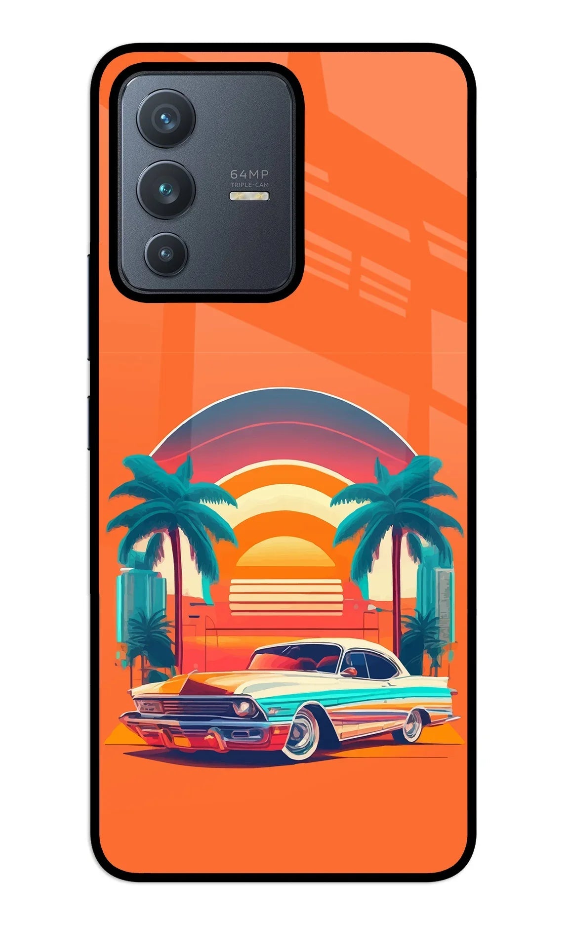 Palm Drive 80s Vivo V23 5G Glass Case