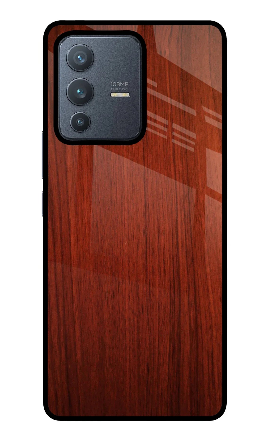 Wooden Plain Pattern Vivo V23 Pro 5G Glass Case