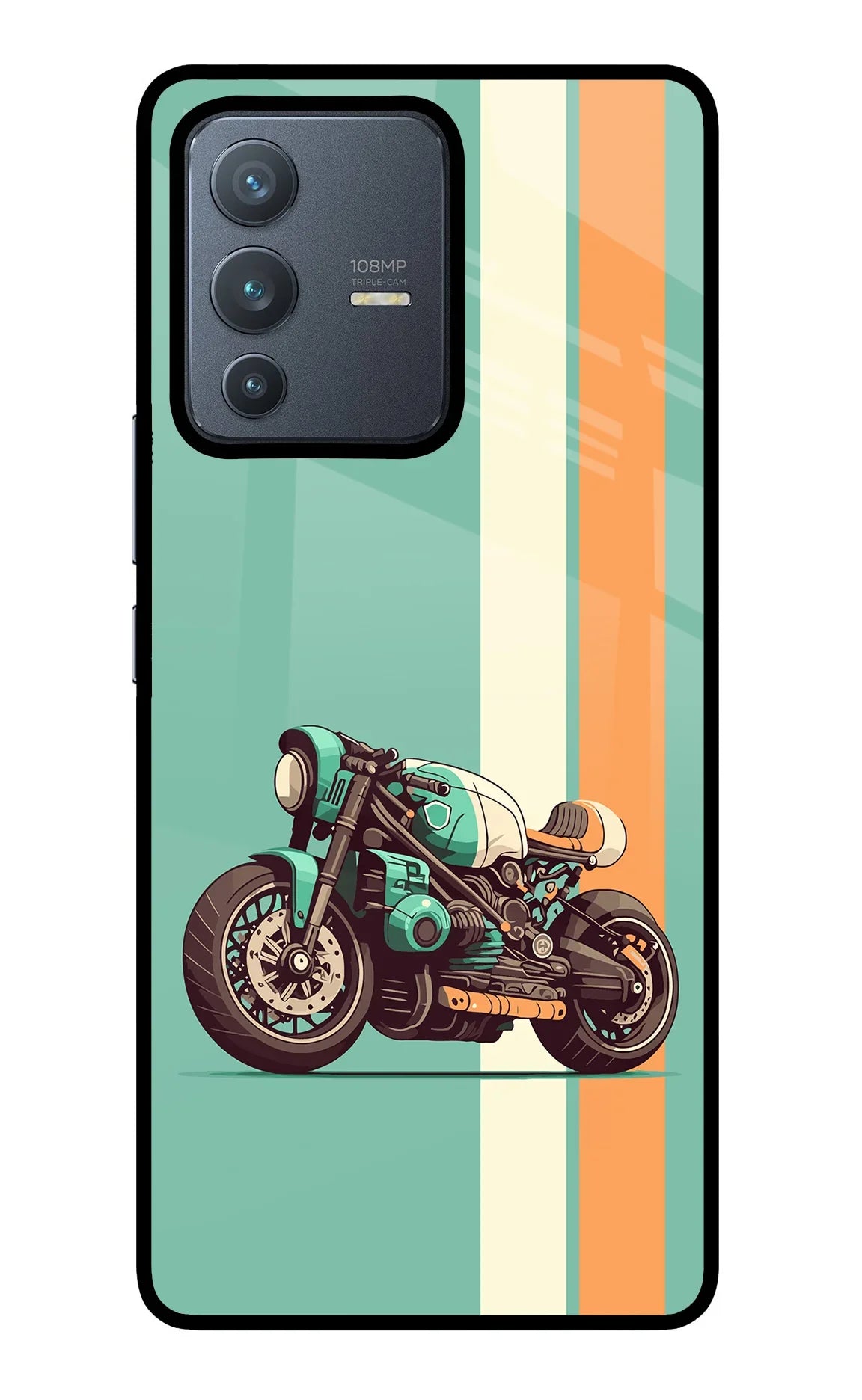Striped Moto Drift Vivo V23 Pro 5G Glass Case