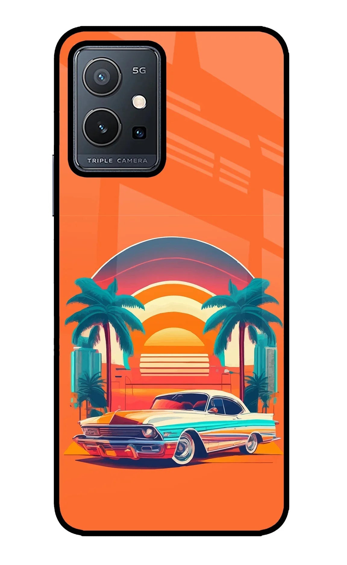 Palm Drive 80s Vivo Y75 5G/Vivo T1 5G Glass Case