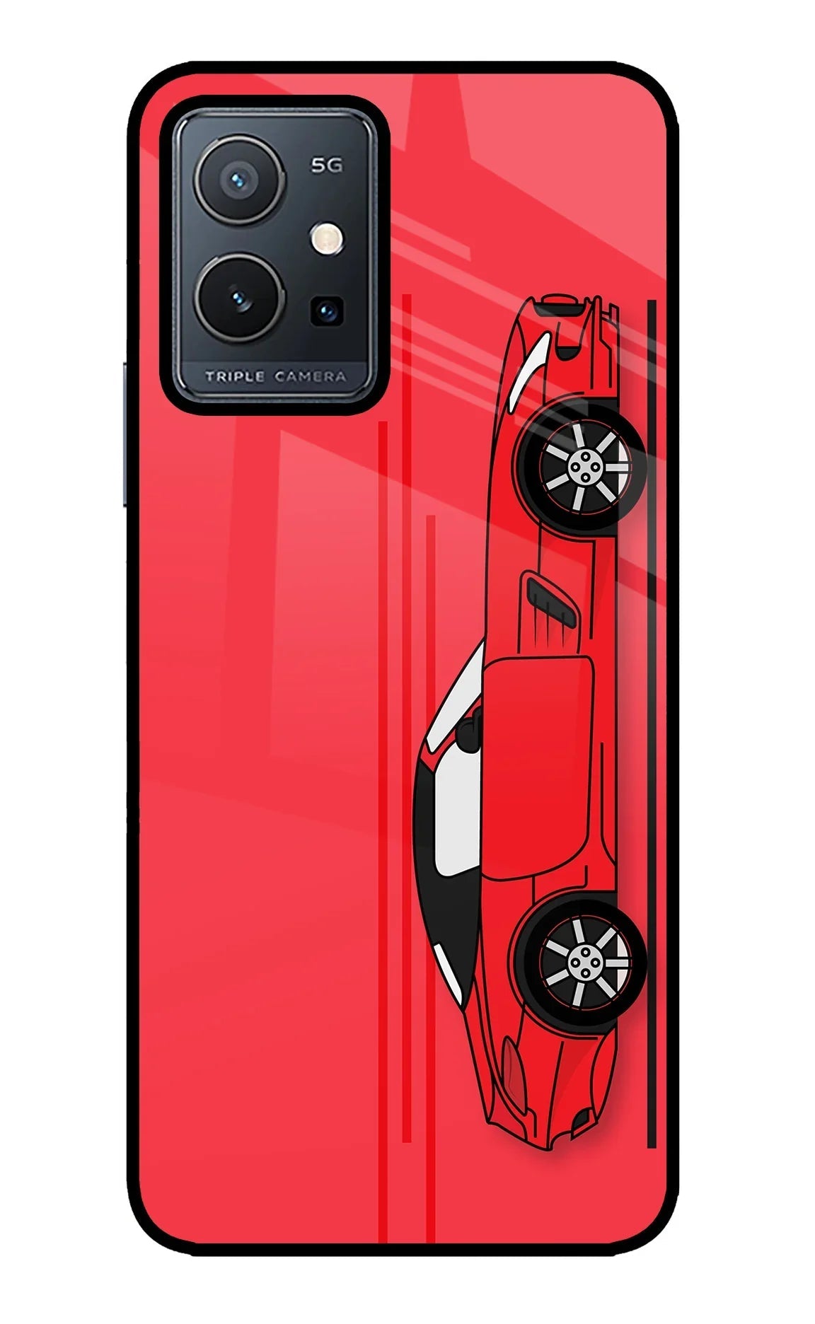Red Velocity Vivo Y75 5G/Vivo T1 5G Glass Case