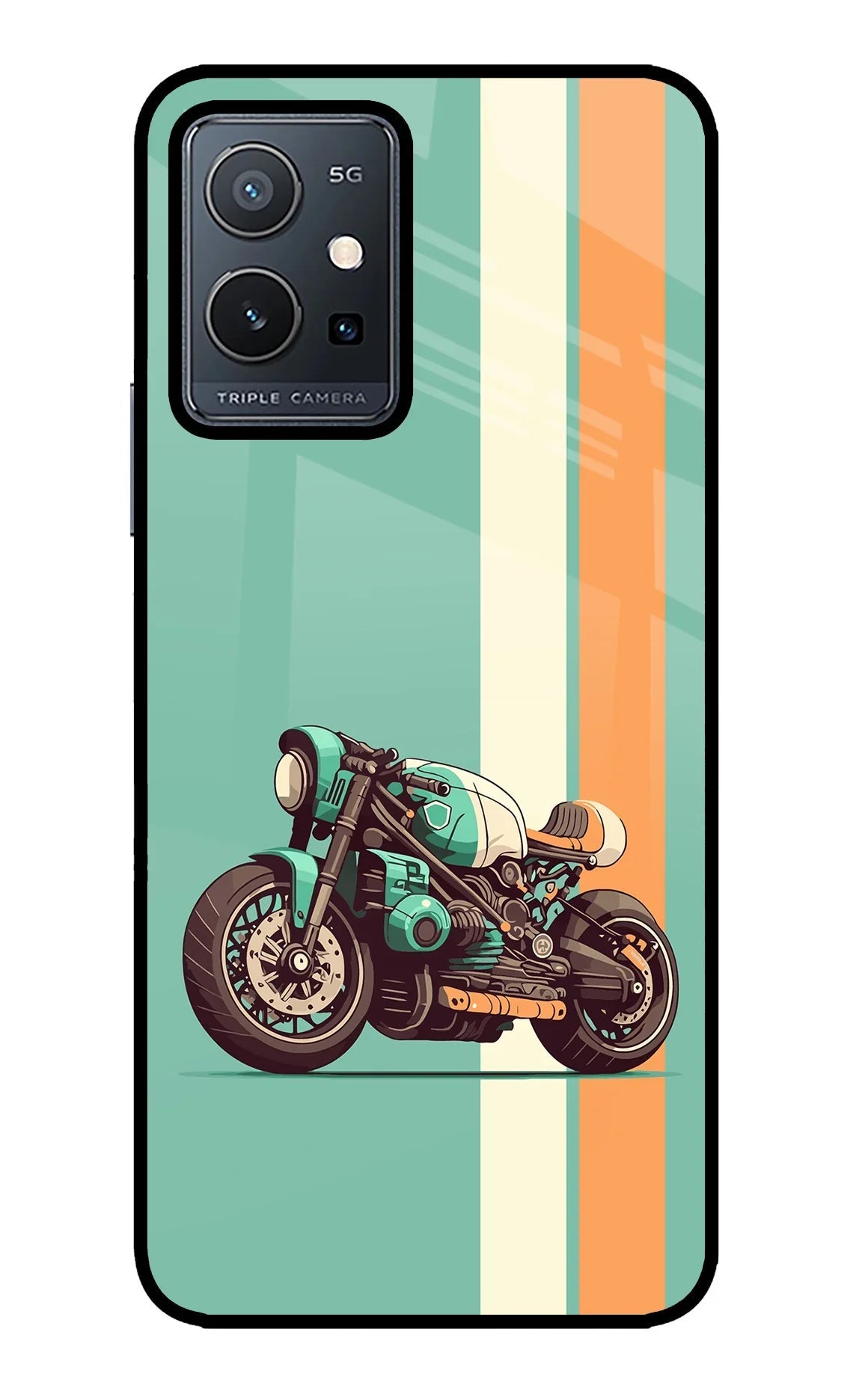 Striped Moto Drift Vivo Y75 5G/Vivo T1 5G Glass Case