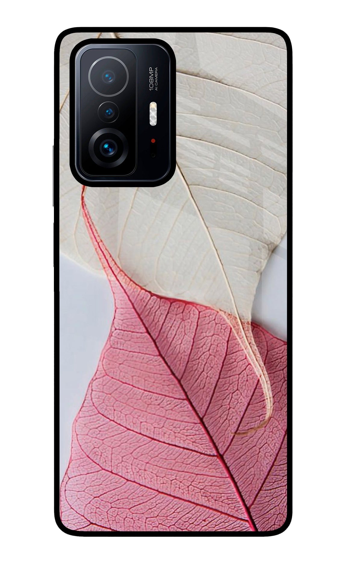 White Pink Leaf Mi 11T Pro 5G Back Cover