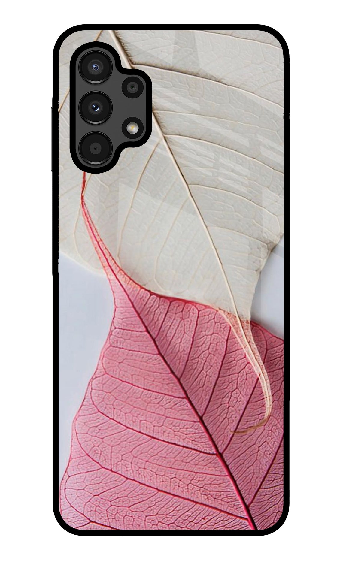 White Pink Leaf Samsung A13 4G Back Cover