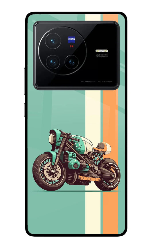 Striped Moto Drift Vivo X80 Glass Case