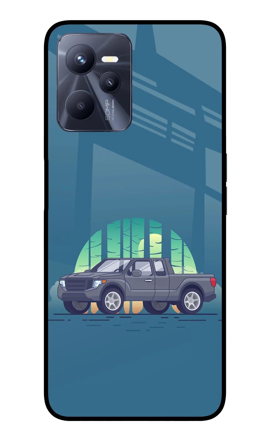 Retro Garage Vibe Realme C35 Glass Case