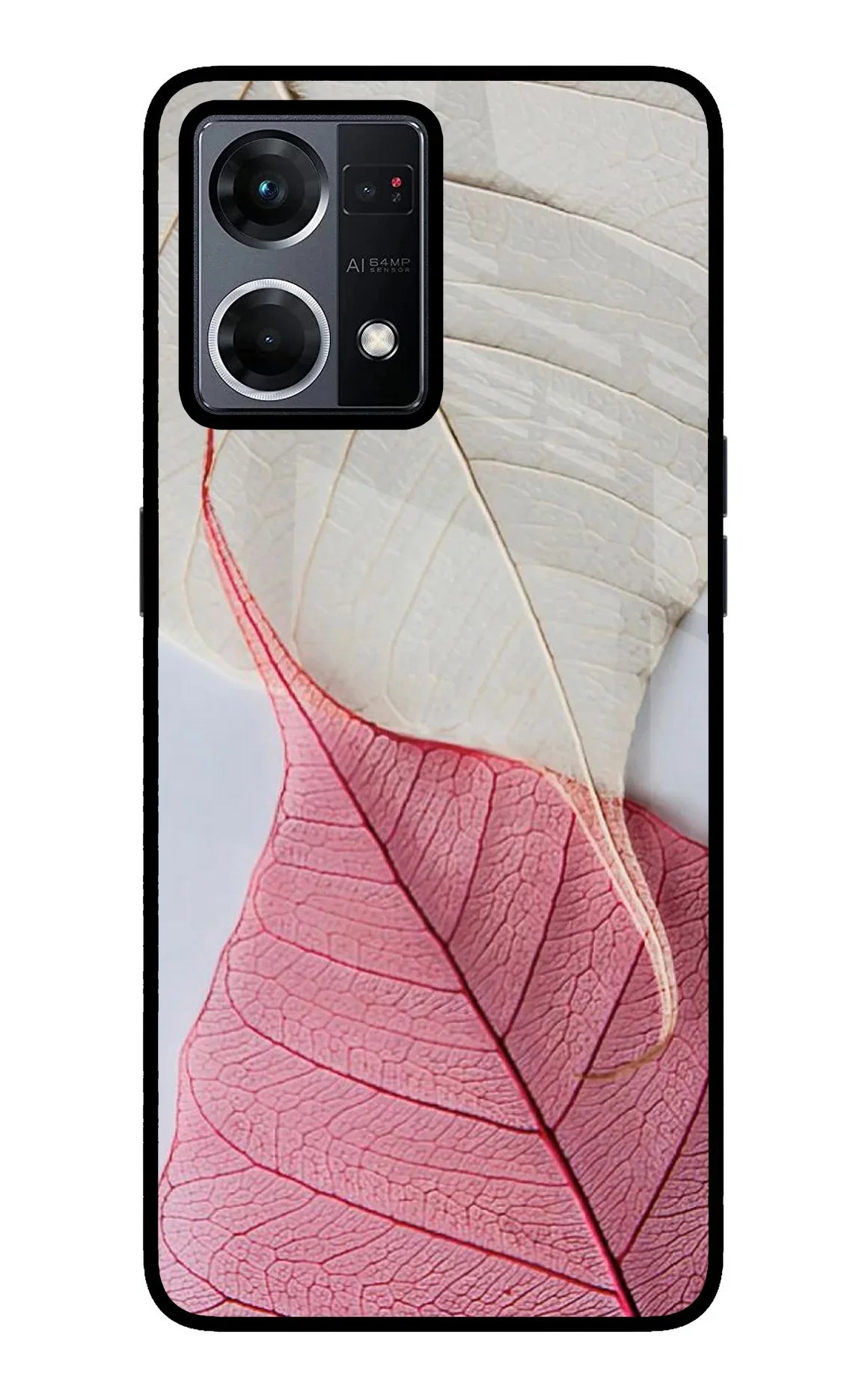 White Pink Leaf Oppo F21 Pro 4G Back Cover