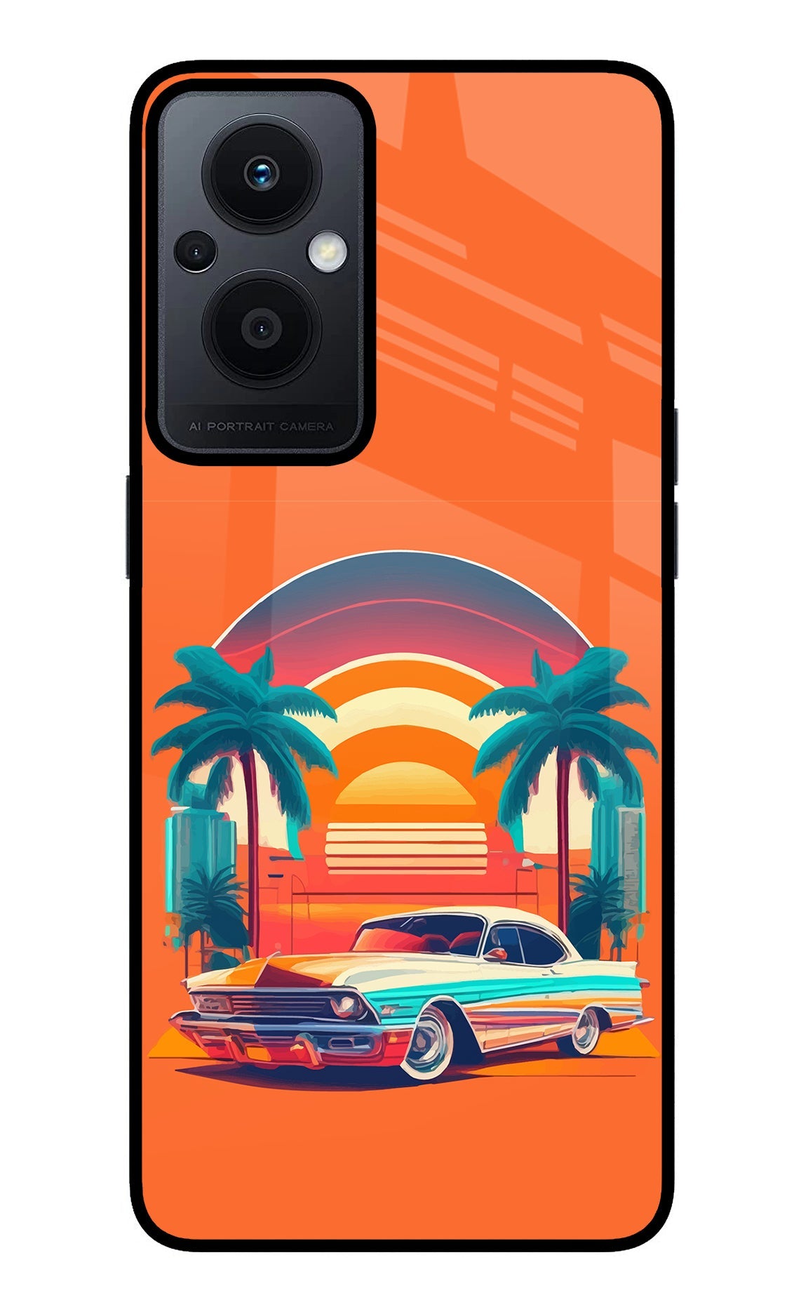 Palm Drive 80s Oppo F21 Pro 5G Glass Case