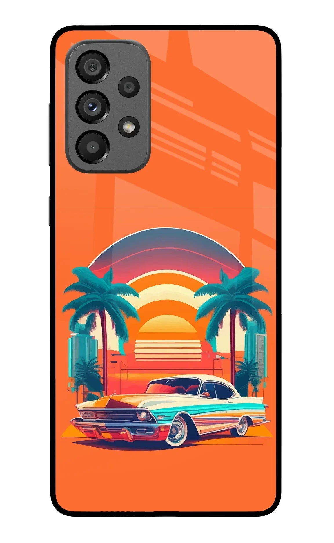 Palm Drive 80s Samsung A73 5G Glass Case