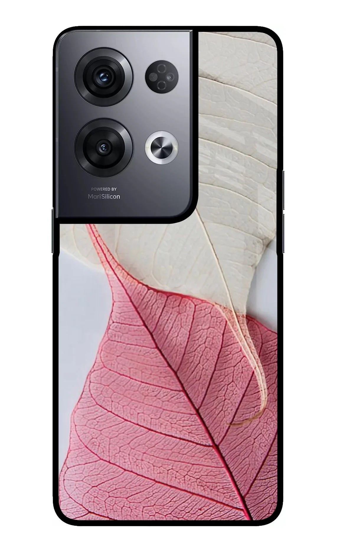 White Pink Leaf Oppo Reno8 Pro Back Cover