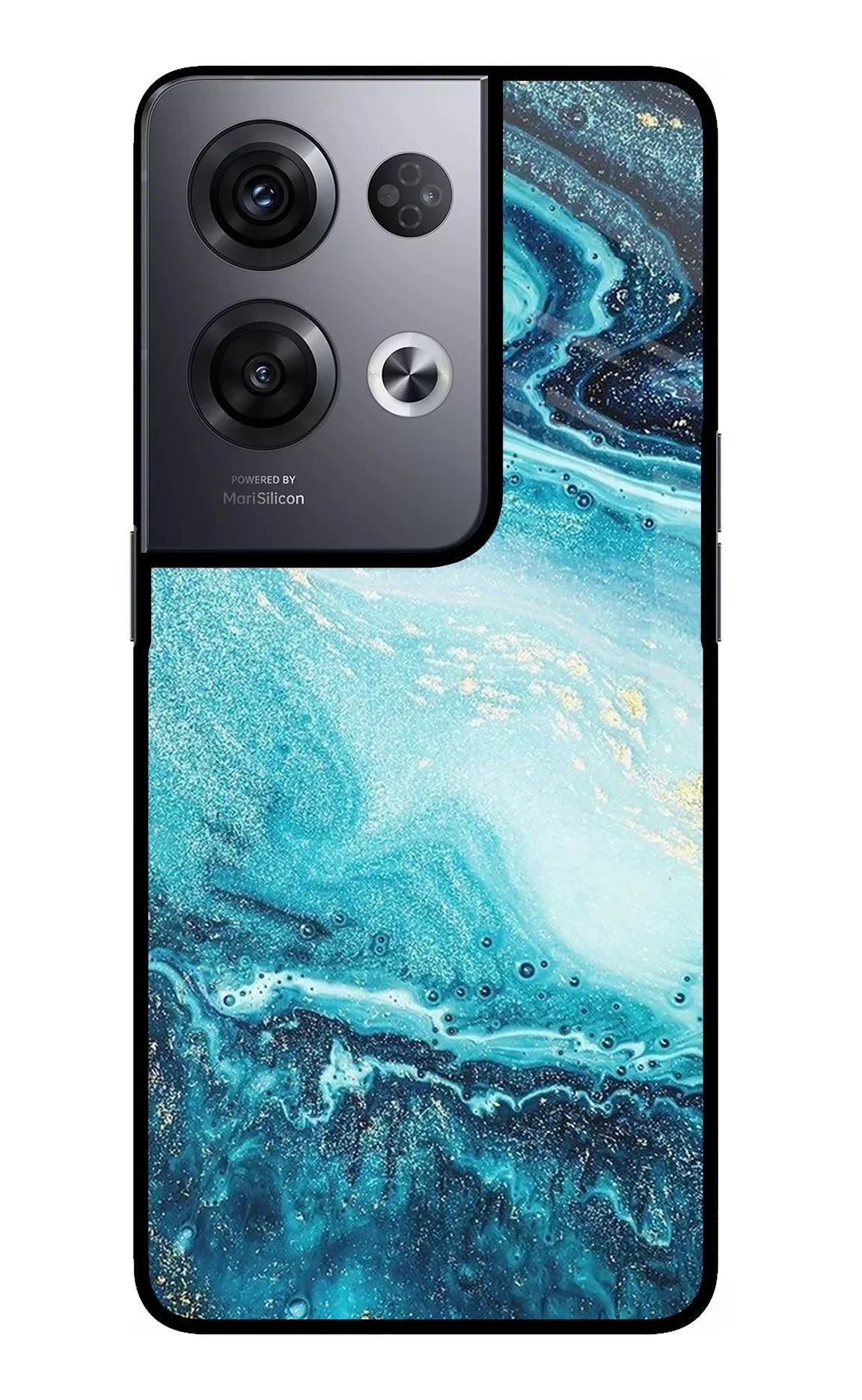 Blue Glitter Marble Oppo Reno8 Pro Glass Case