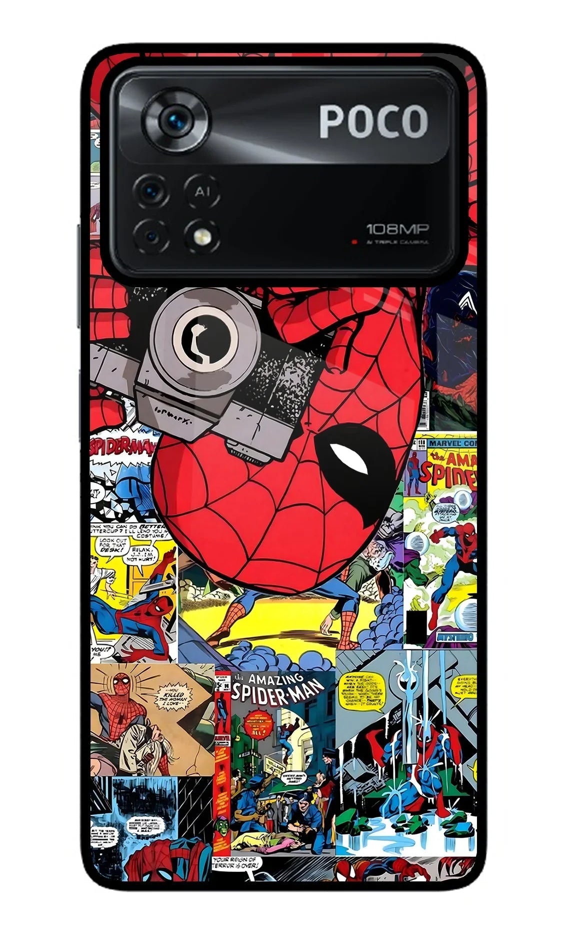 Spider Man Poco X4 Pro Glass Case