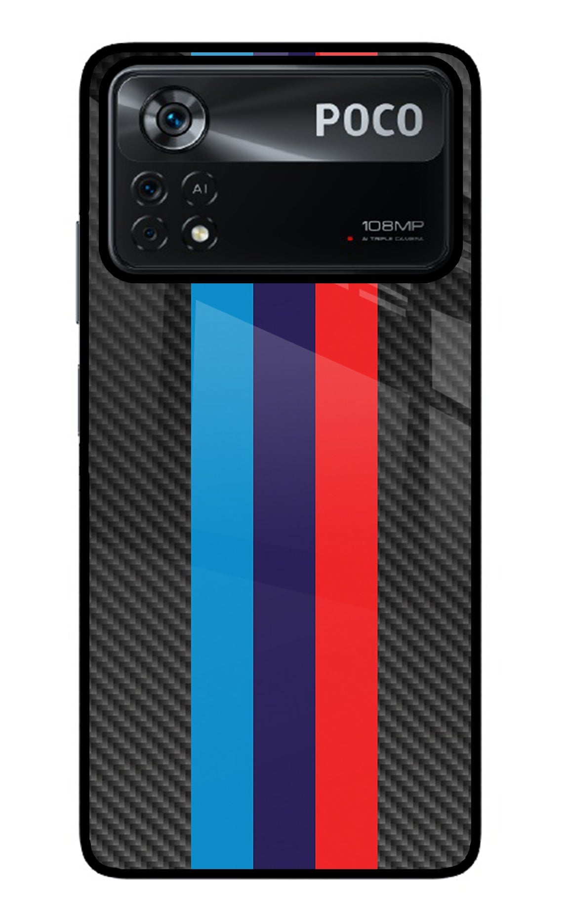 BMW Stripes Pattern Poco X4 Pro Glass Case