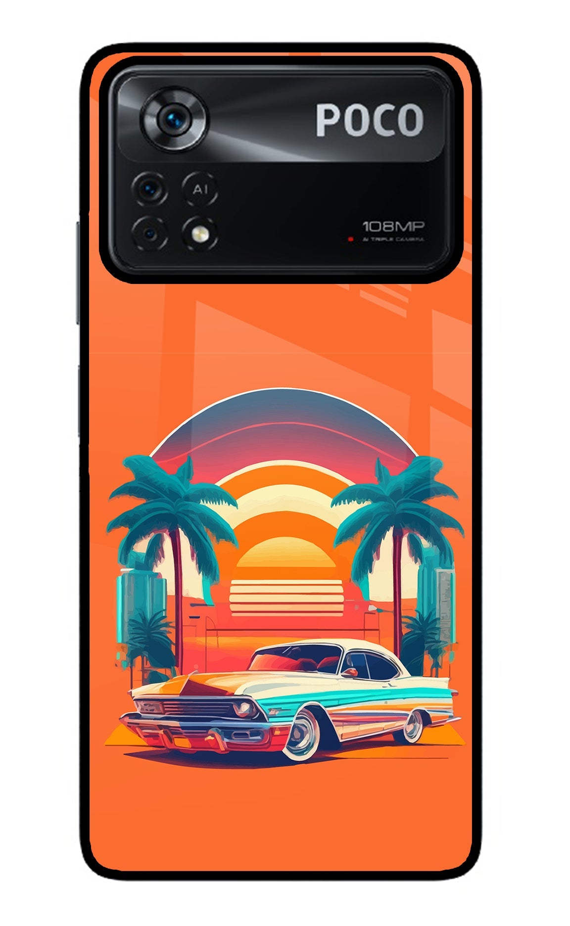 Palm Drive 80s Poco X4 Pro Glass Case