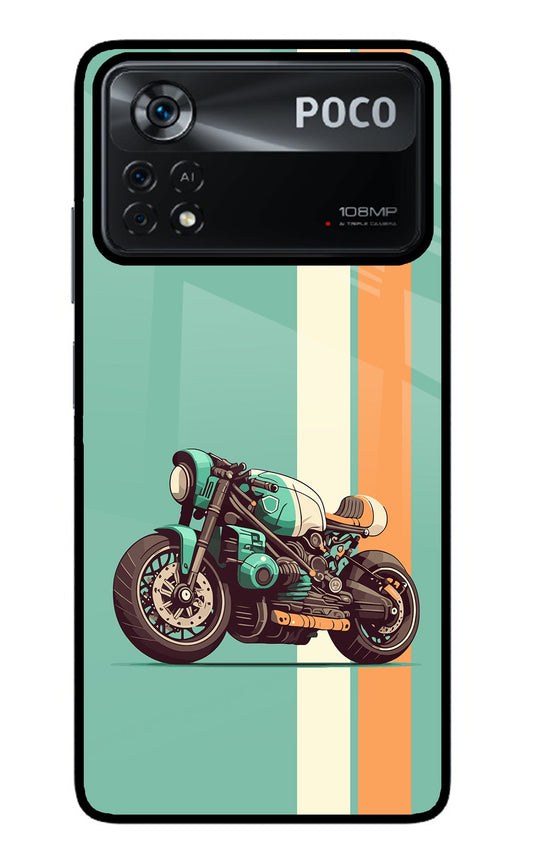 Striped Moto Drift Poco X4 Pro Glass Case