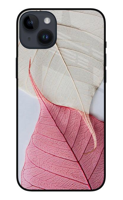 White Pink Leaf iPhone 14 Plus Back Cover