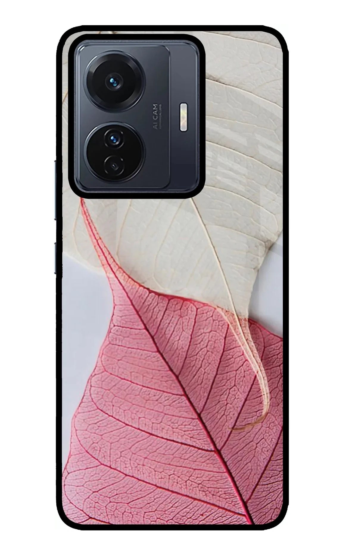 White Pink Leaf Vivo T1 Pro 5G Back Cover